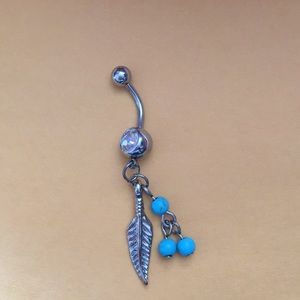 Feather dangle belly ring